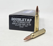 DoubleTap 223 Rem Ammunition Lead Free 223R55X 55 Grain Solid Copper Hollow Point 20 Rounds