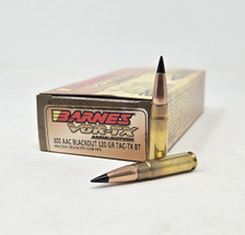 Barnes 300 AAC Blackout Ammunition Copper Vor-TX B30827 120 Grain Tac-TX Ballistic Tip 20 Rounds
