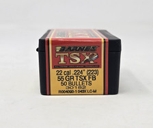 Barnes 22 Cal (.224 Dia) Reloading Bullets Copper TSX B30182 55 Grain Flat Base Hollow Point 50 Pieces