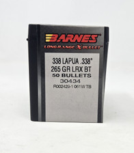 Barnes 338 Lapua (.338 Dia) Reloading Bullets Copper LRX B30434 265 Grain Boat Tail Ballistic Tip 50 Pieces