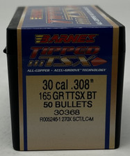 Barnes 30 Cal (.308 Dia) Reloading Bullets Copper TTSX B30368 165 Grain Boat Tail Ballistic Tip 50 Pieces