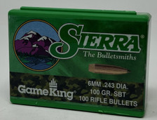Sierra 6mm (.243 Dia) Reloading Bullets Gameking SRAA1560 100 Grain Boat Tail Spitzer Soft Point 100 Pieces