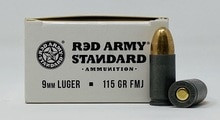 Century Red Army Standard 9mm Luger Ammunition 115 Grain Full Metal Jacket 50 Rounds