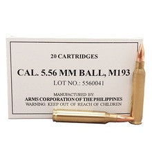 Armscor 5.56x45mm NATO M193 Ammunition ARM50174 55 Grain Full Metal Jacket 20 Rounds