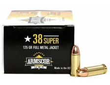 Armscor 38 Super Ammunition ARM50030 125 Grain Copper Plated Full Metal Jacket 50 Rounds