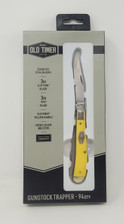 Old Timer Gunstock Trapper 2 Blade Folding Pocket Knife OLT94OTY 3" Clip Point & 3" Spey Blade Yellow/Stainless Steel