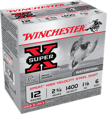 Winchester 12 Gauge Ammunition Xpert HV Steel Waterfowl WEX12H6 #6 Shot 2-3/4" 1-1/8oz 1400fps 25 Rounds