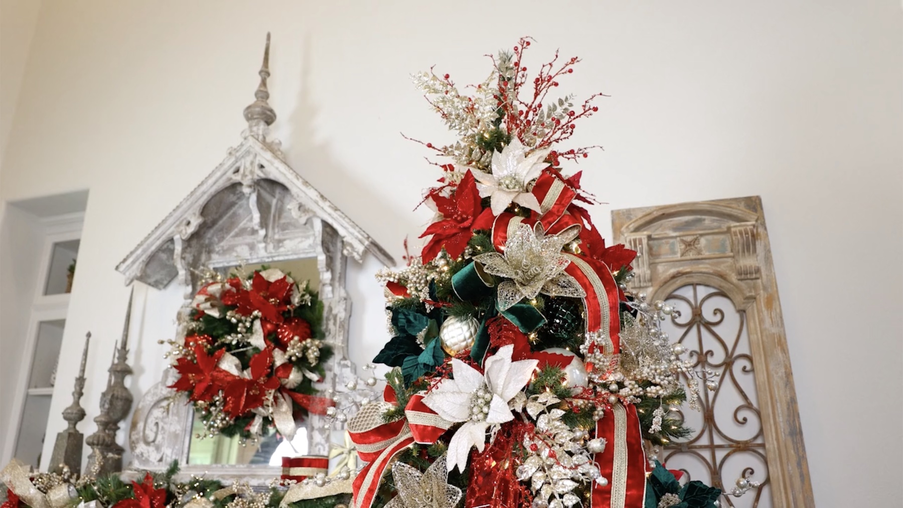 Red and Gold Themed Christmas Tree Decor Kit Holiday Sparkle