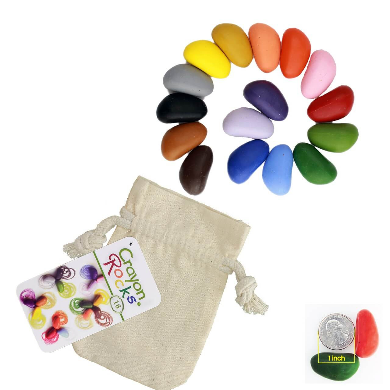 16 Color Crayon Rocks in Muslin Bag - Decorator's Warehouse