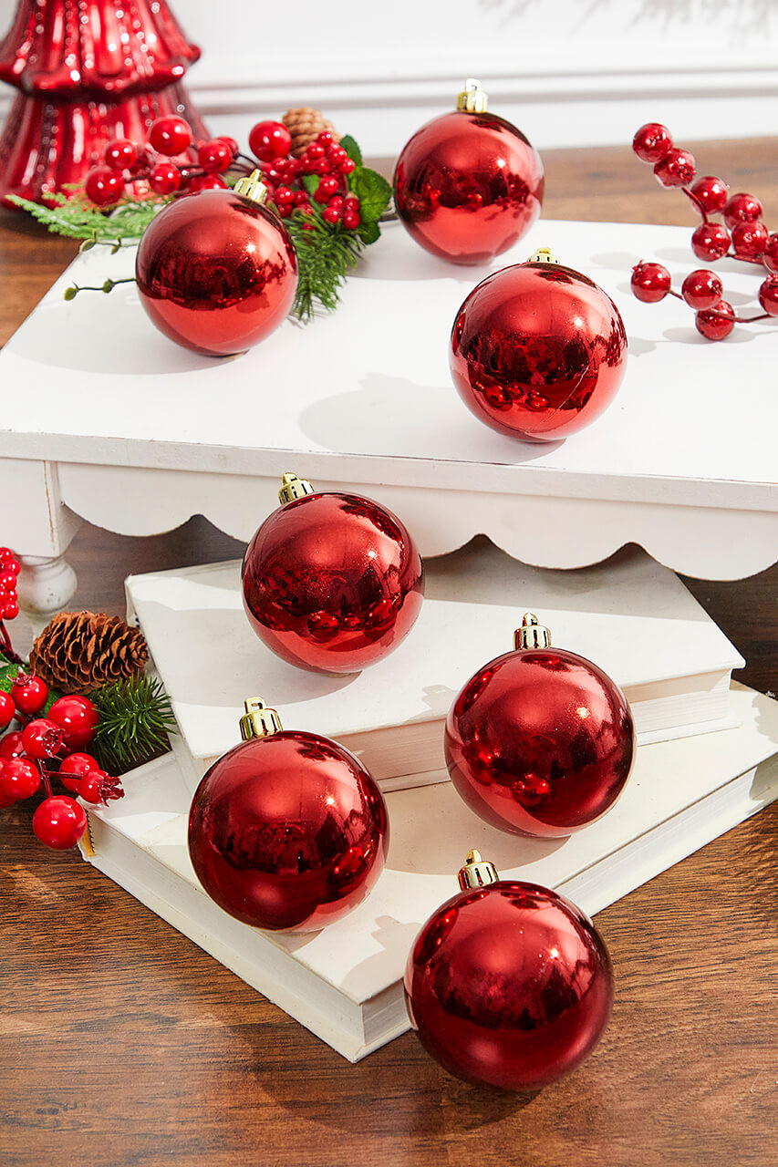 2.5” Burgundy Shiny Ball Ornaments - Set of 12 - Decorator's Warehouse