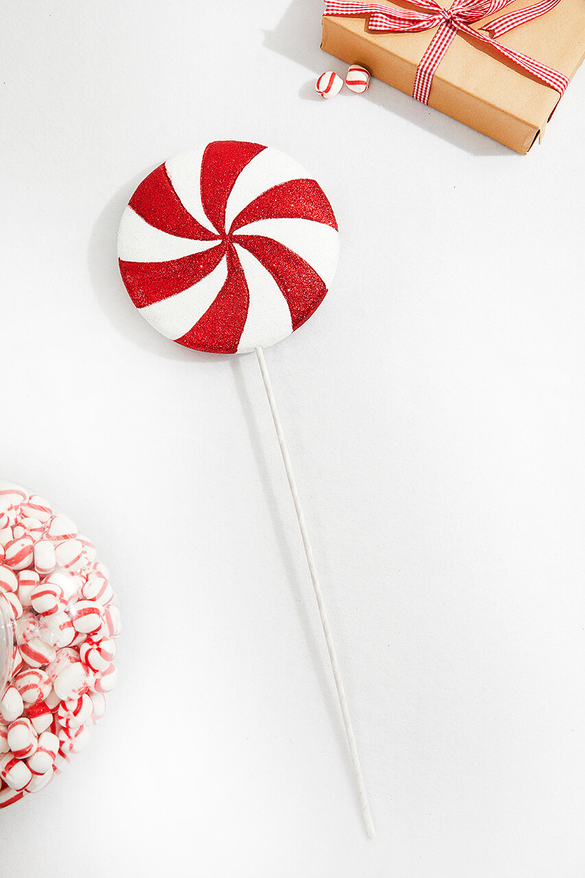 24” Red and White Peppermint Lollipop - Decorator's Warehouse