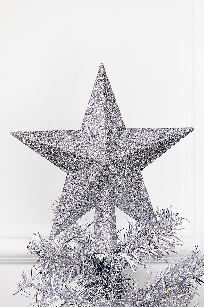 【Silver】Supreme Christmas Tree Topper Silver Shatterproof Tree Topper Ornament Set - Decorator's