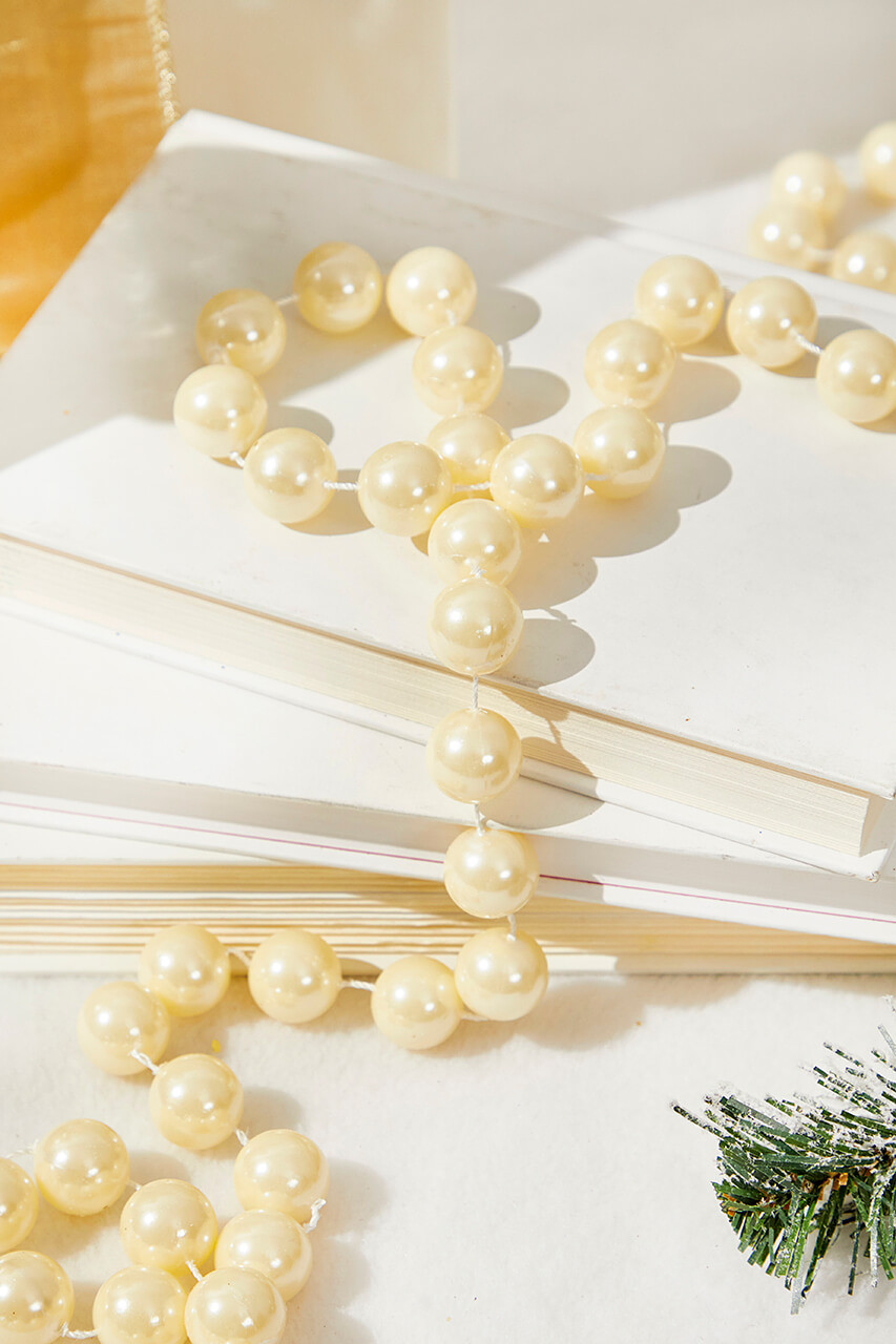 8.8' Bead Garland - Pearl - Decorator's Warehouse