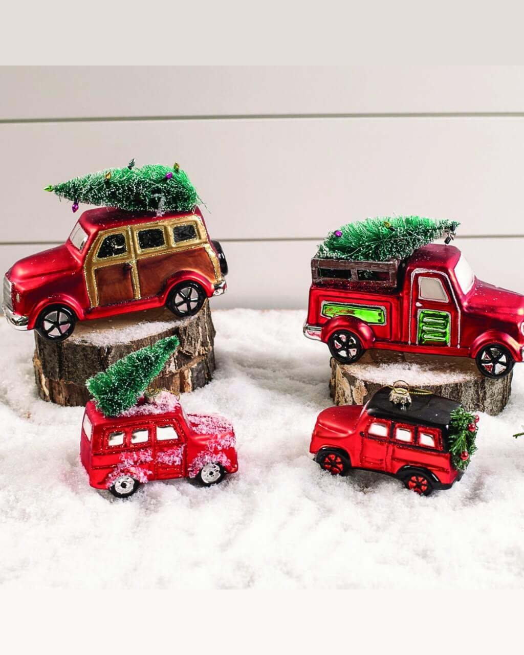 Decorative Glass ornament Red Car & Christmas tree - RENIO&CLARK