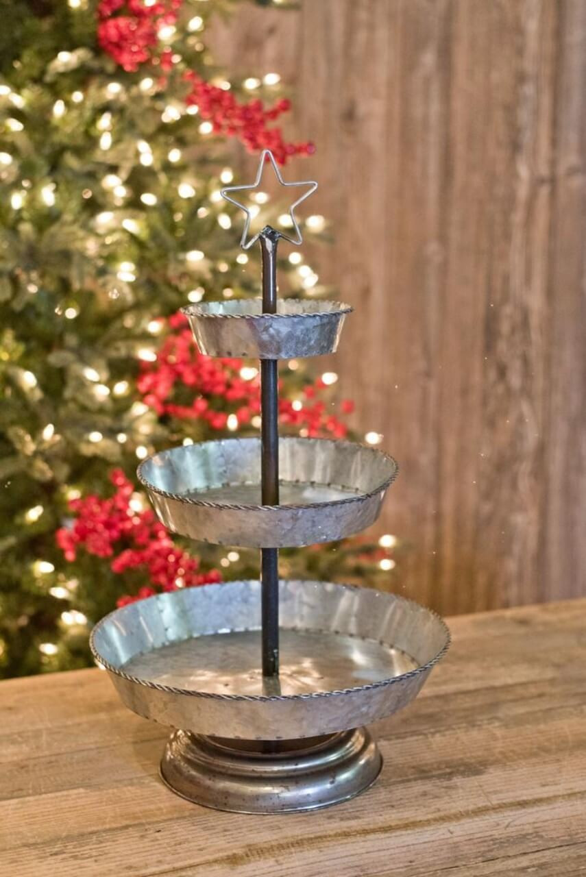 Galvanized Metal Tier Tray Decorator's Warehouse