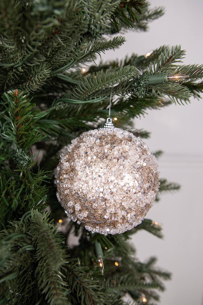 4” Glass Glitter Pearl Ball Ornament - Decorator's Warehouse