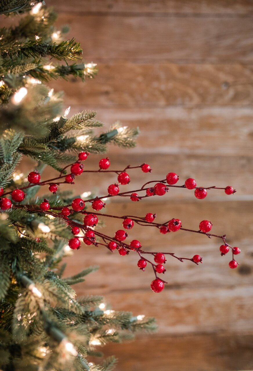 30” Mini Red Pomegranate Christmas Spray - Thumbnail 2