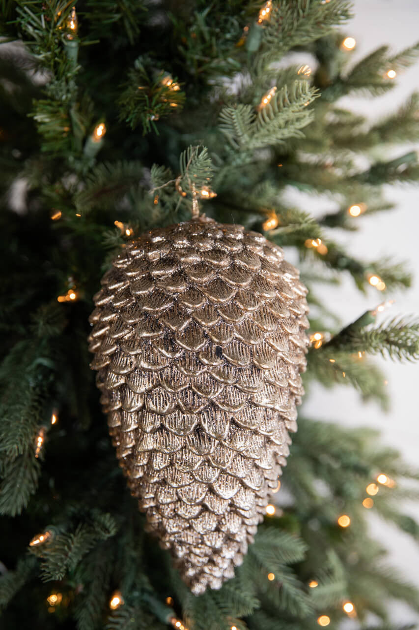 9” Glitter Sequoia Pinecone Christmas Ornaments - Decorator's