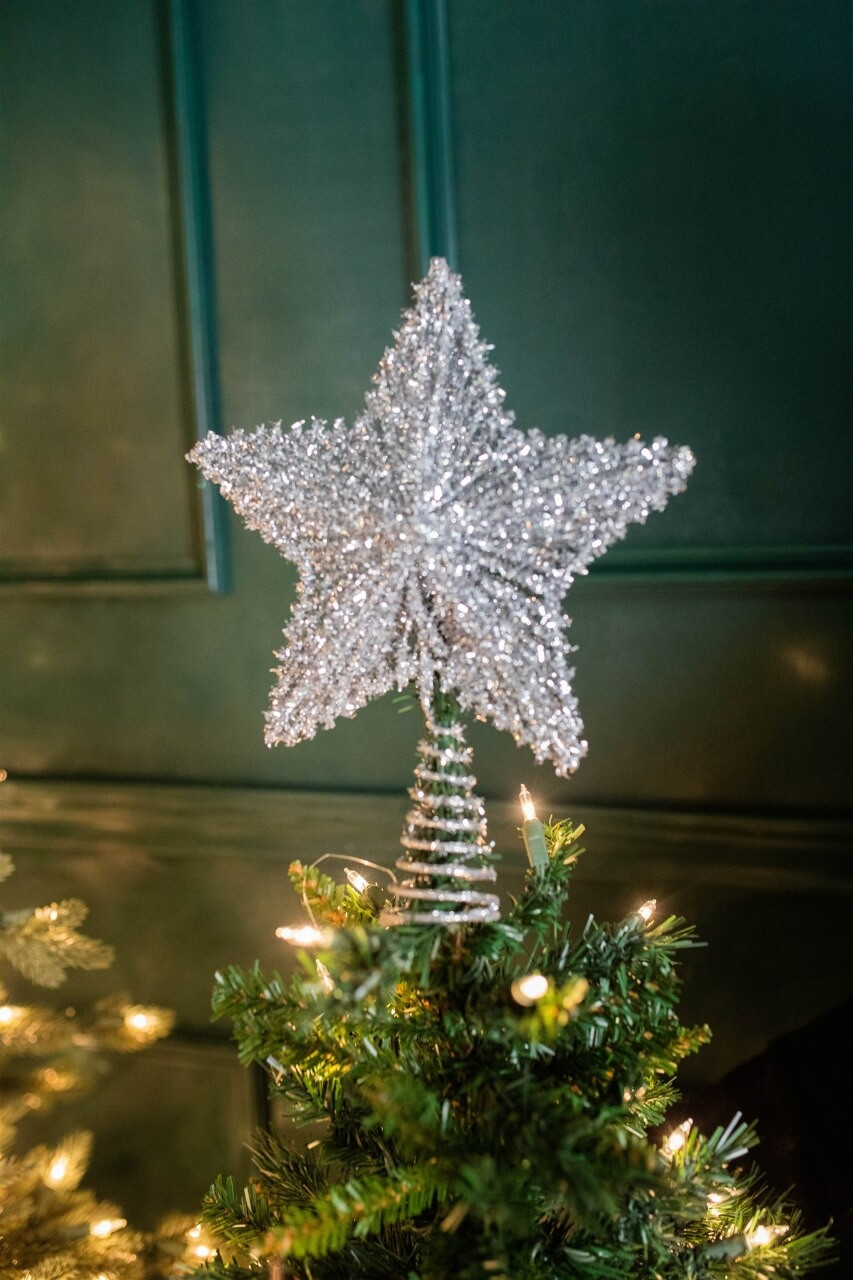 11.5” Metal Sparkle Star Christmas Tree Topper - Decorator\'s Warehouse