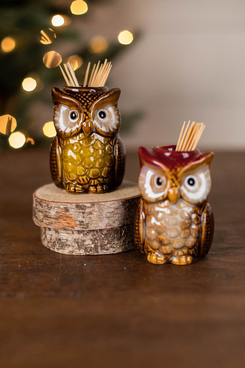3” Ceramic Owl Tooth Pick Holder - Decorator's Warehouse
