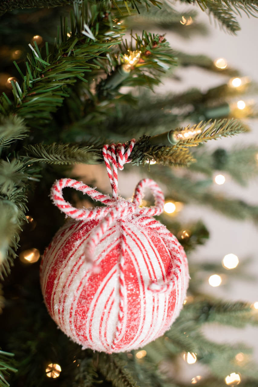 Christmas Bow / Red and White Ticking Striped Bow / Farmhouse