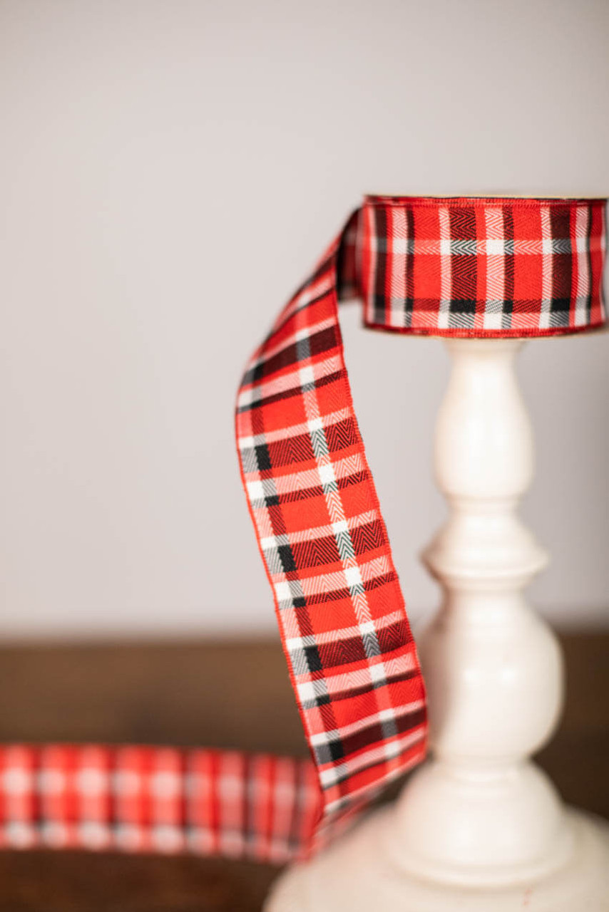 Black and White Check with Red Back Ribbon – Hello Holidays