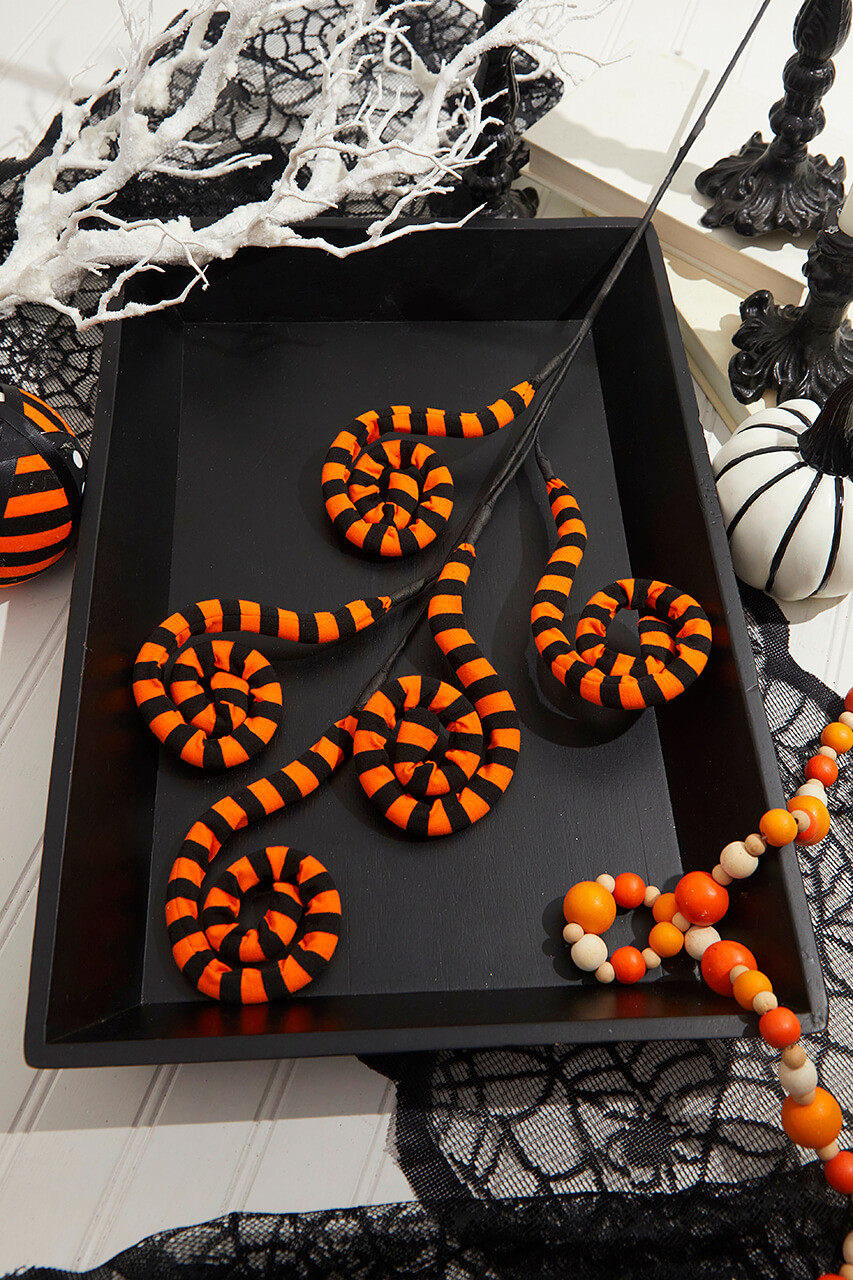 Fabric Stripe Spiral Curly Halloween Spray Orange and Black
