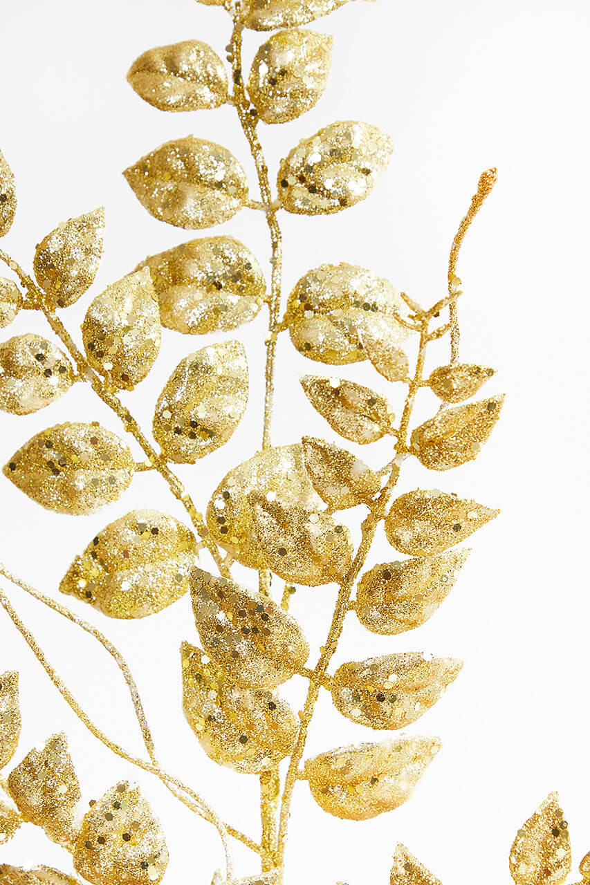 Gold Glittered Fern Garland