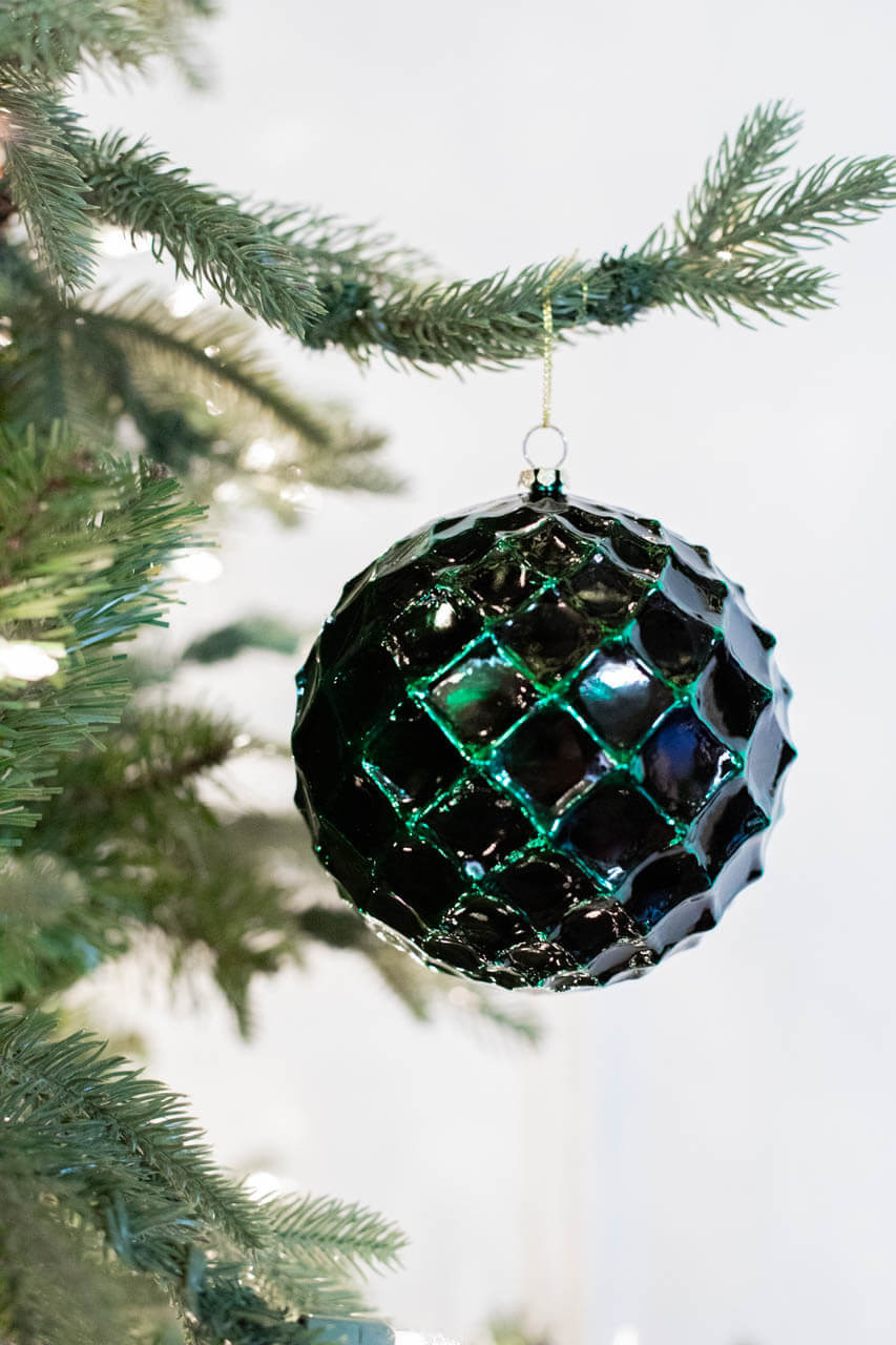 12cm Emerald Honeycomb Christmas Ball Ornament - Decorator\'s Warehouse