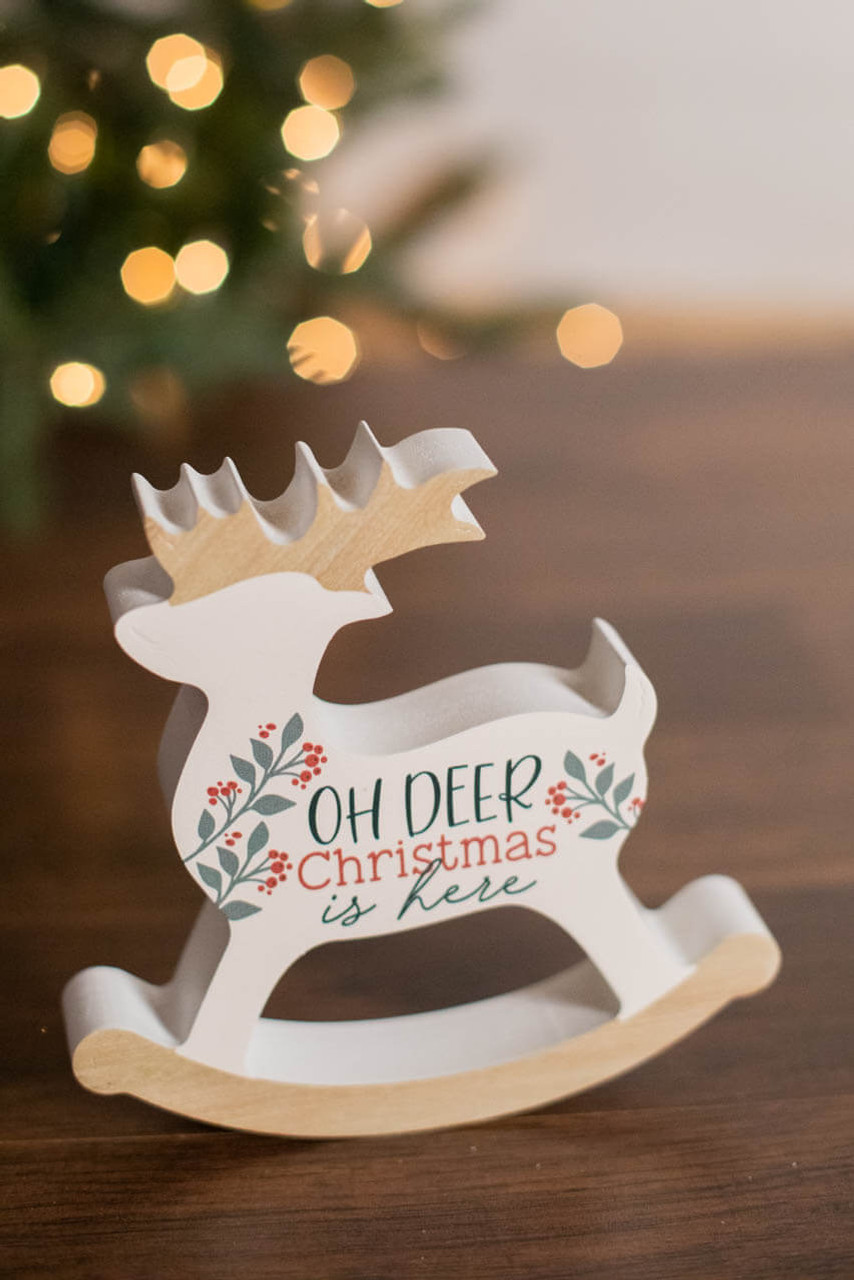 6” Oh Deer Christmas Is Here Decor Block - Decorator\'s Warehouse