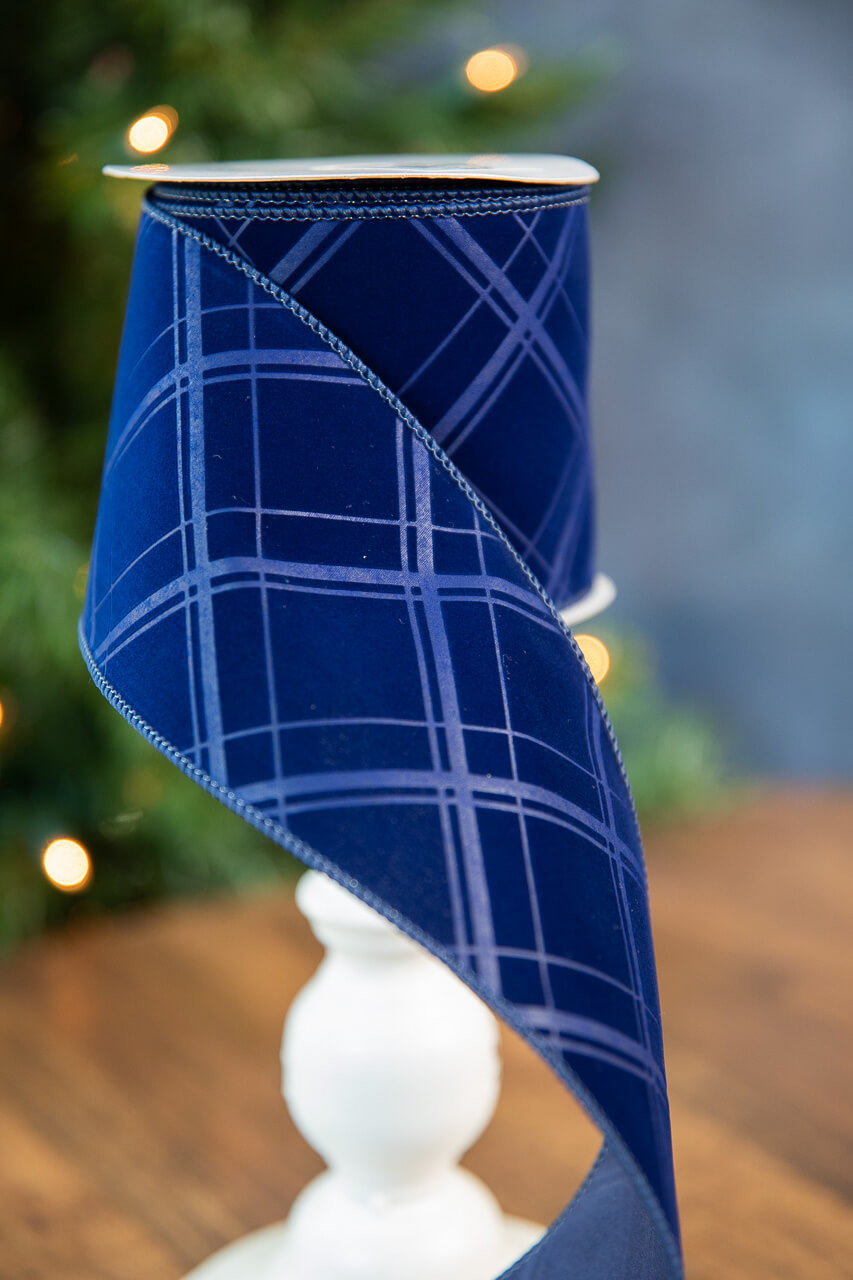 Velvet ribbon, 4 inch ribbon, blue ribbon, luxury ribbon, Christmas ribbon,  wired ribbon, Paris velvet, d Stevens