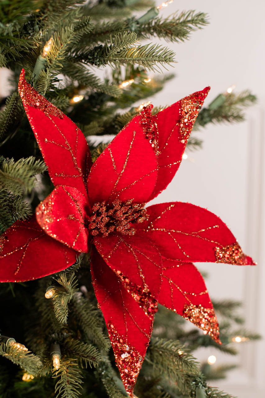 Glittering Red Velvet Ribbon for Holiday