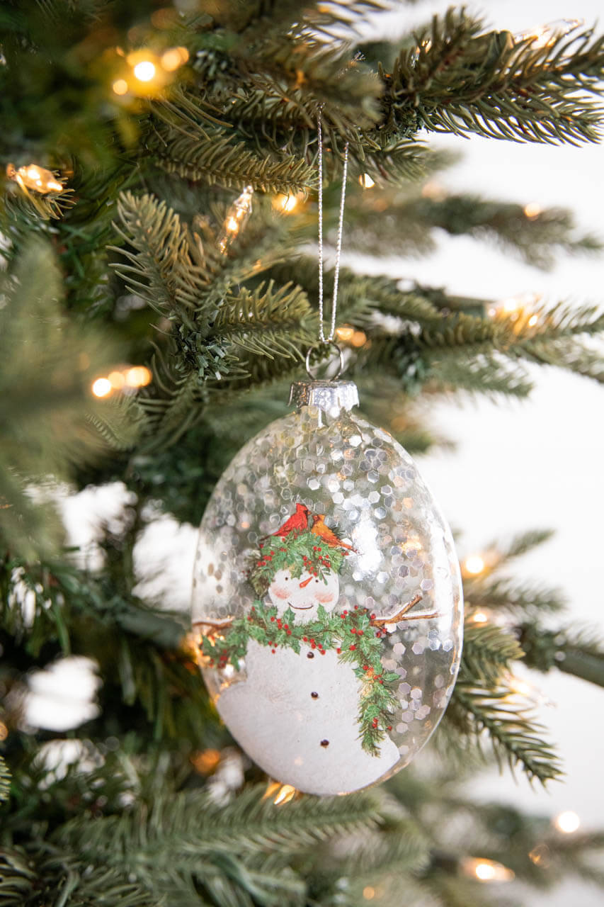 5” Snowman Family Glass Ornament - Cranberry Christmas Tree Ornaments