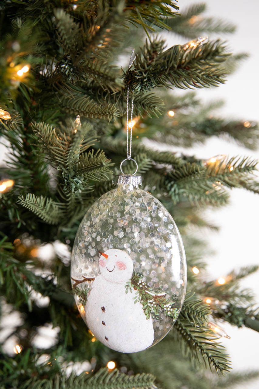 5” Snowman Family Glass Ornament - Cranberry Christmas Tree Ornaments