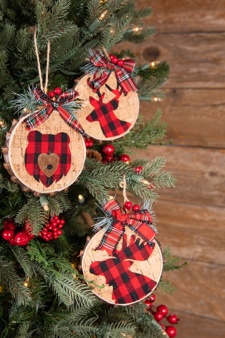 6” Galvanized Bells With Buffalo Check Bow Christmas Ornament