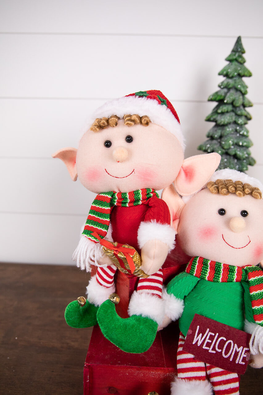 15” Plush Holiday Elf Shelf Sitter - Decorator's Warehouse