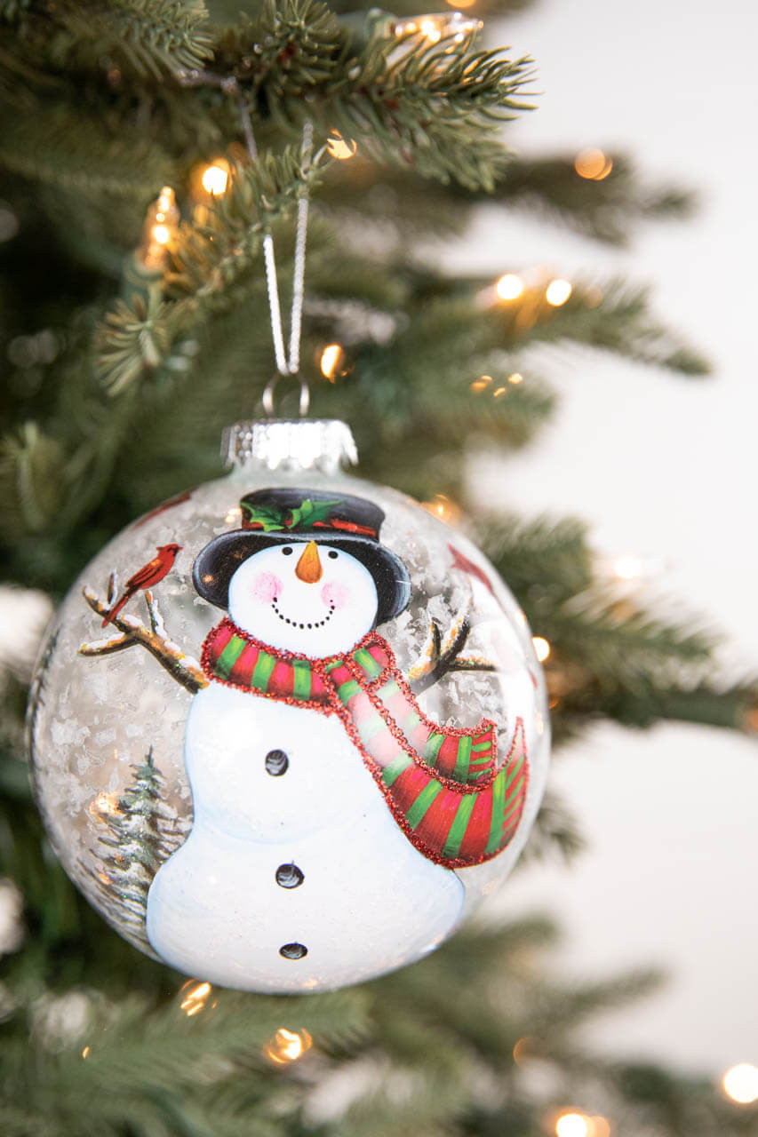 4” Glass Winter Snowman Ornament