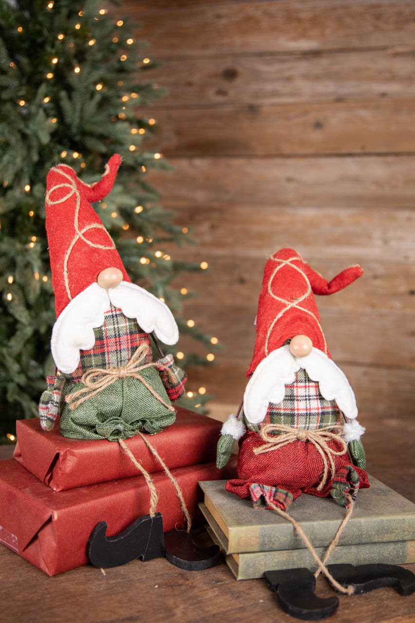 8” Plush Rustic Santa Gnome Shelf Sitter