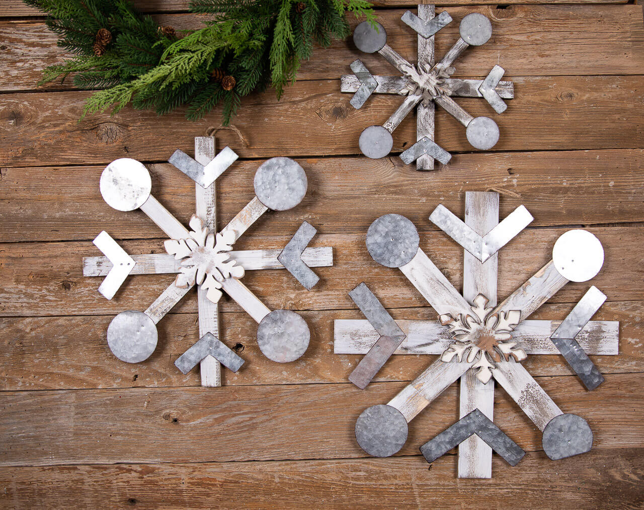 Wood Color Christmas Snowflake Ornaments Hanging Wooden Snow