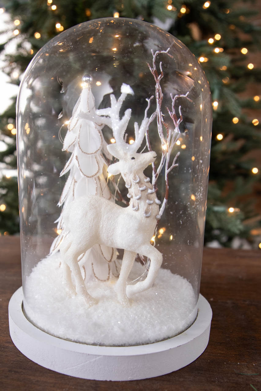 Glass Light Up Reindeer Cloche - Decorator\'s Warehouse