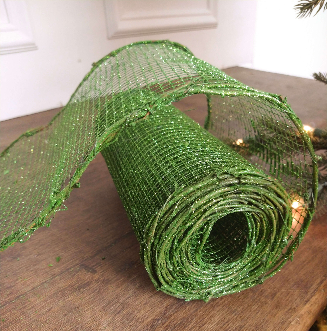 8 x 10 Yard Green Glitter Mesh Ribbon