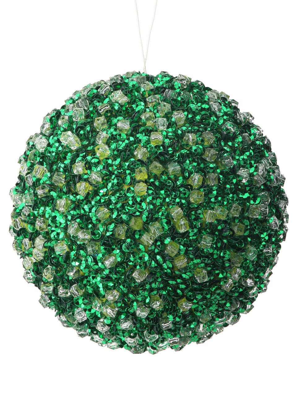 4” Green Clear Swirl Iced Ball Ornament - Decorator's Warehouse