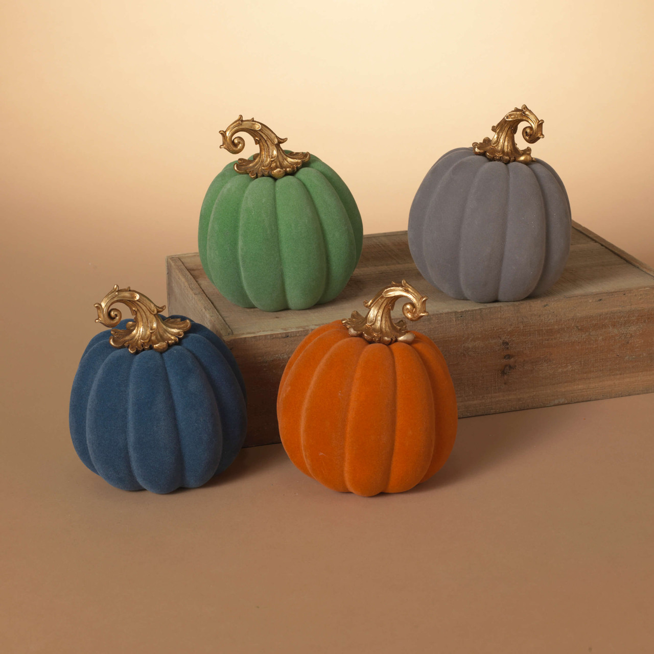 6" Resin & Felt Harvest Pumpkin - Thumbnail 4
