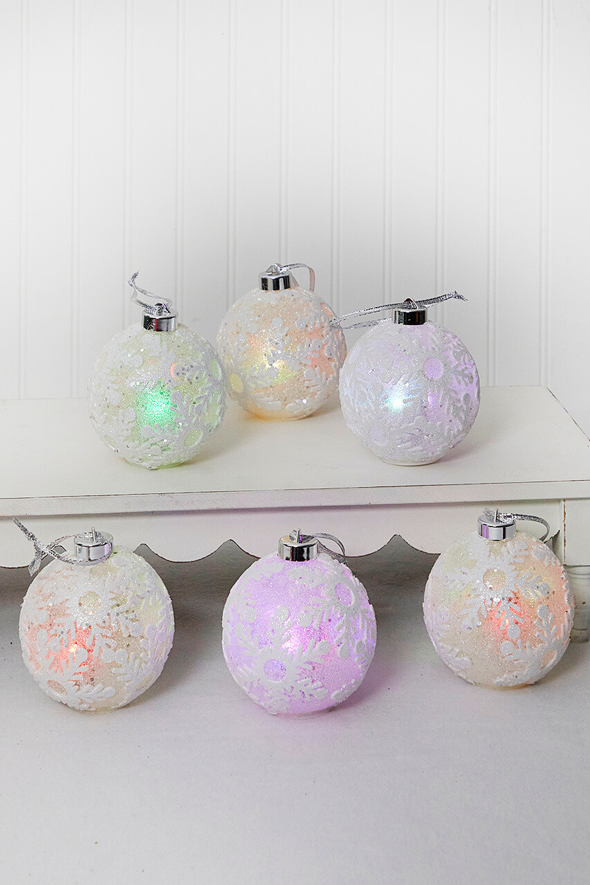 4 Glitter Ball/Finial Snowflake Ornament - Decorator's Warehouse