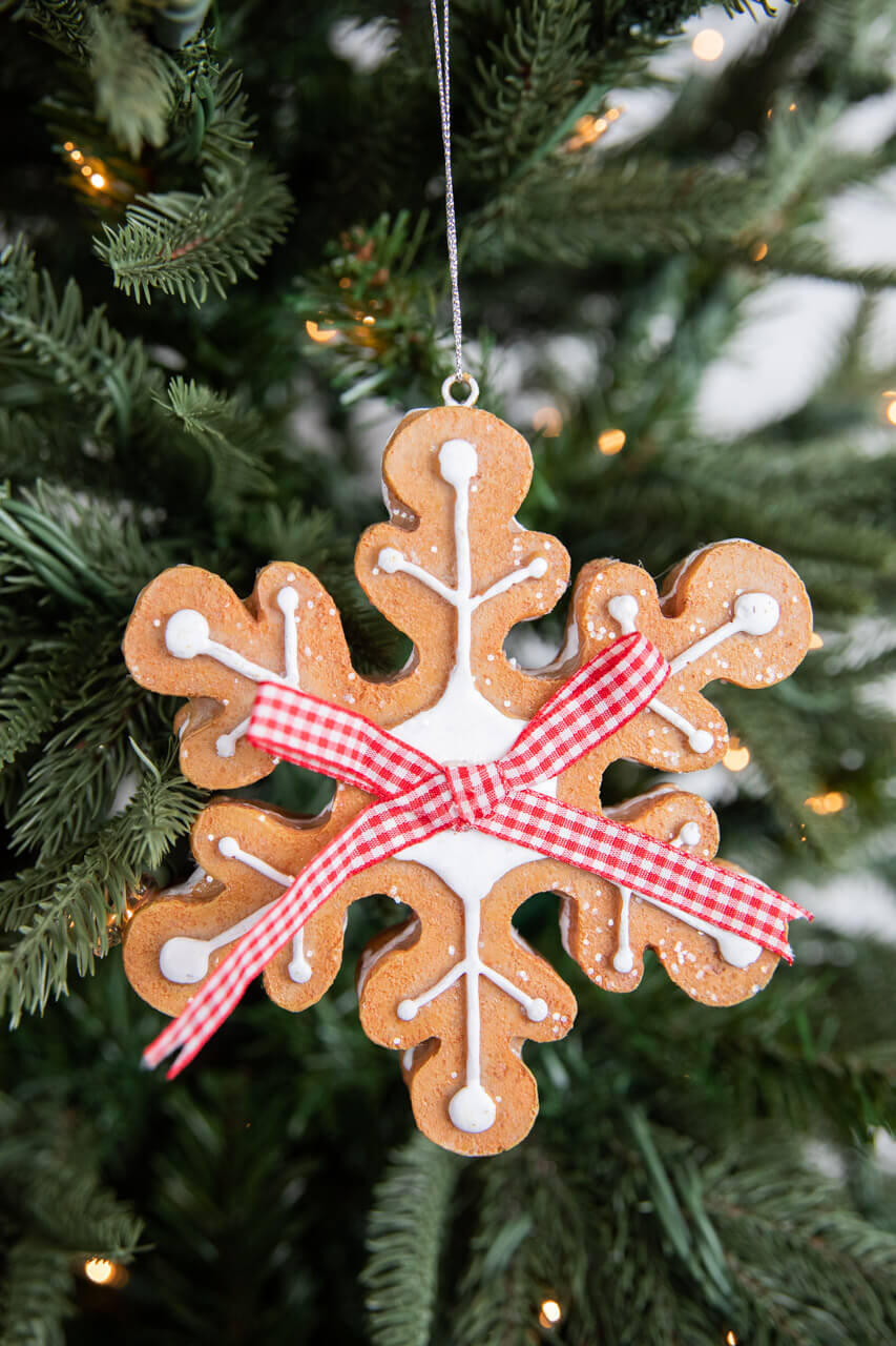 5” Resin Gingerbread Snowflake Ornament - Decorator's Warehouse