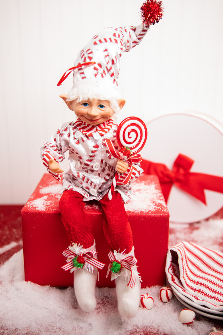 32” Fabric Sitting Christmas Candy Elf