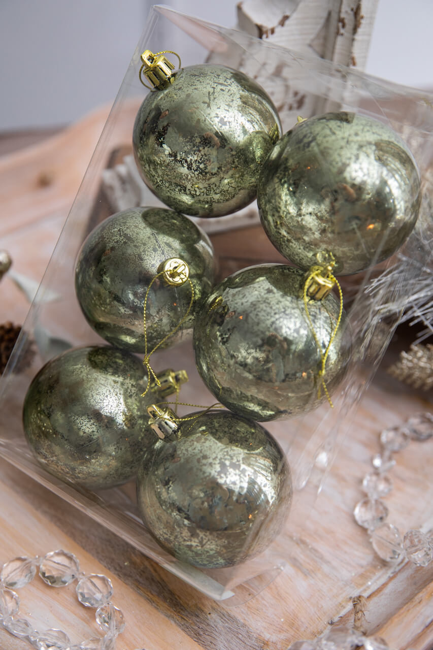 3” Spruce Mercury Shatterproof Ball Ornaments Set of 6 Decorator's