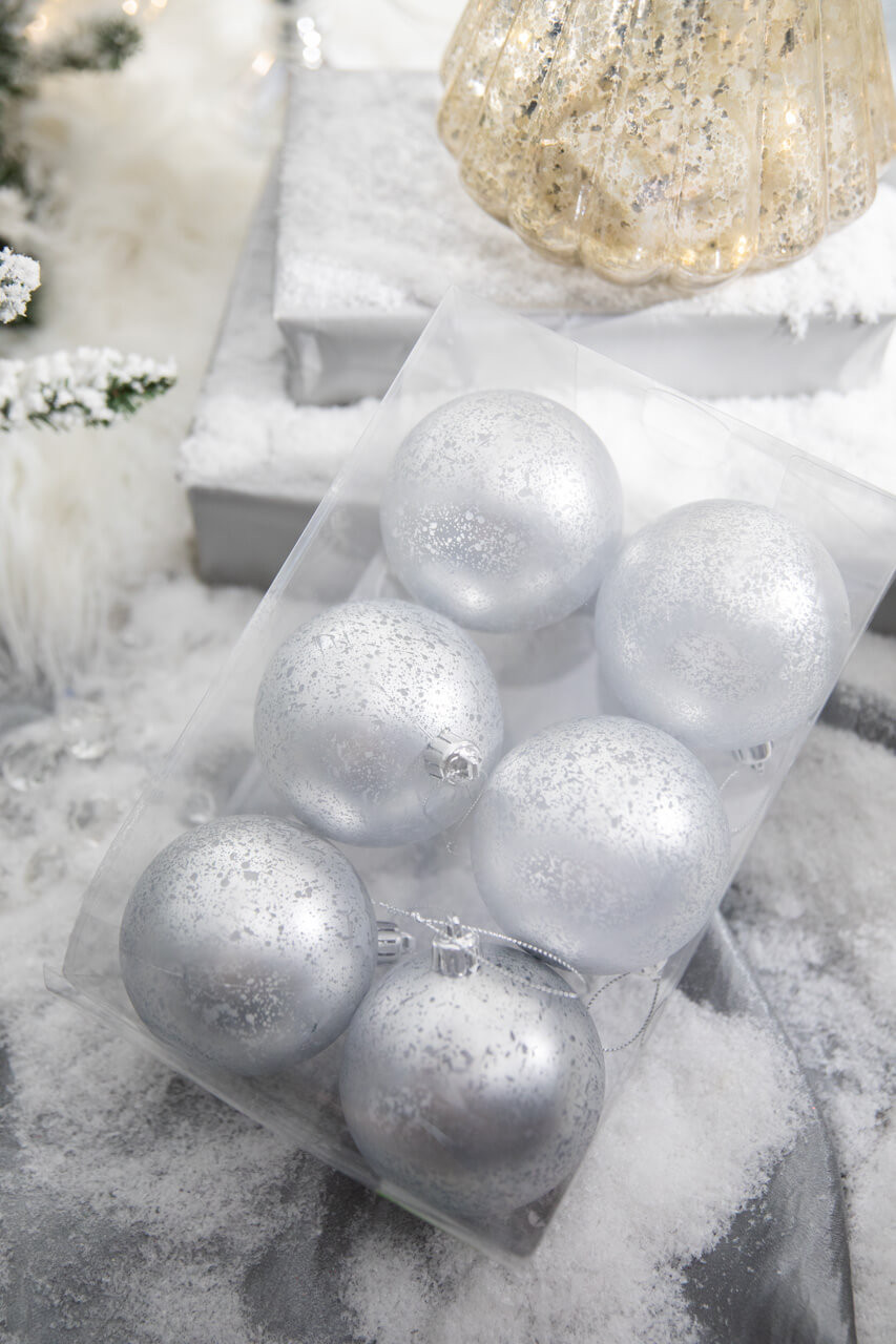 3.5 Matte Silver Mercury Ball Ornaments - Set of 4