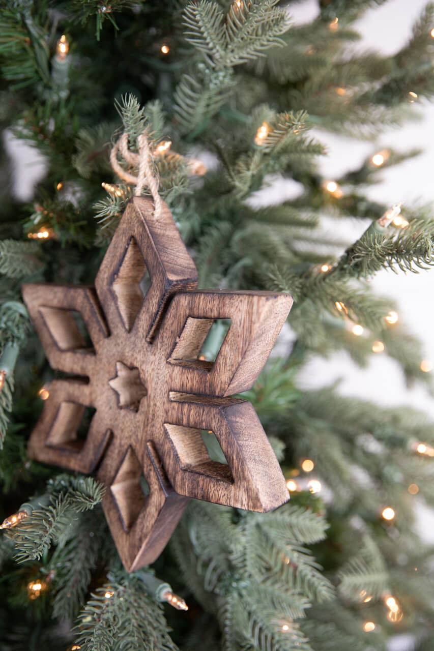 Wooden Snowflake Pine Cone Ornament - Kelea's Florals