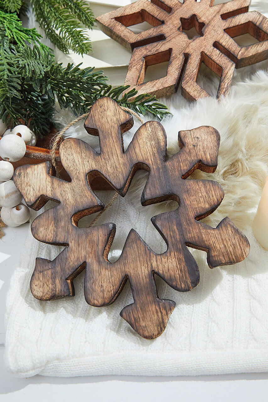 Wooden Snowflake Ornaments Diy Christmas Tree Cutout - Temu